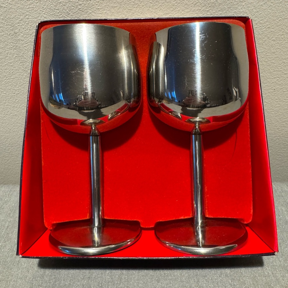 Vintage 18-8 Stainless Steel Wine Goblets (2)
